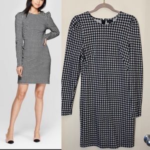 Houndstooth long sleeve dress
